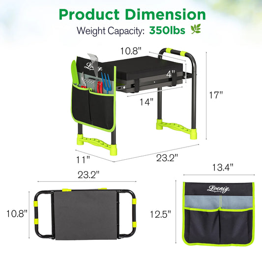 Nalone Garden Kneeler and Seat, Heavy-Duty Foldable Garden Stool Portable Garden Bench for Women Seniors