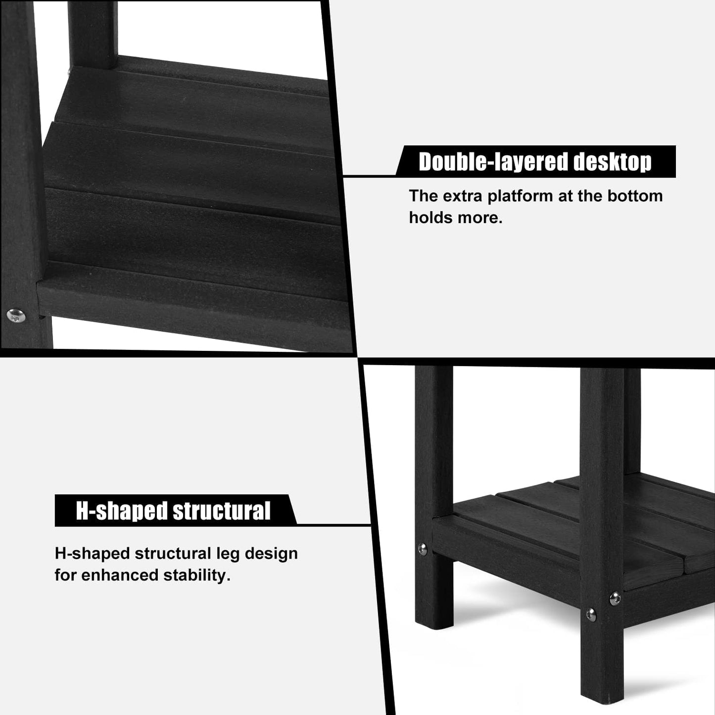 Nalone Adirondack Side Table 16.5" Outdoor Side Table HDPE Plastic Double Adirondack End Table Small Table for Patio