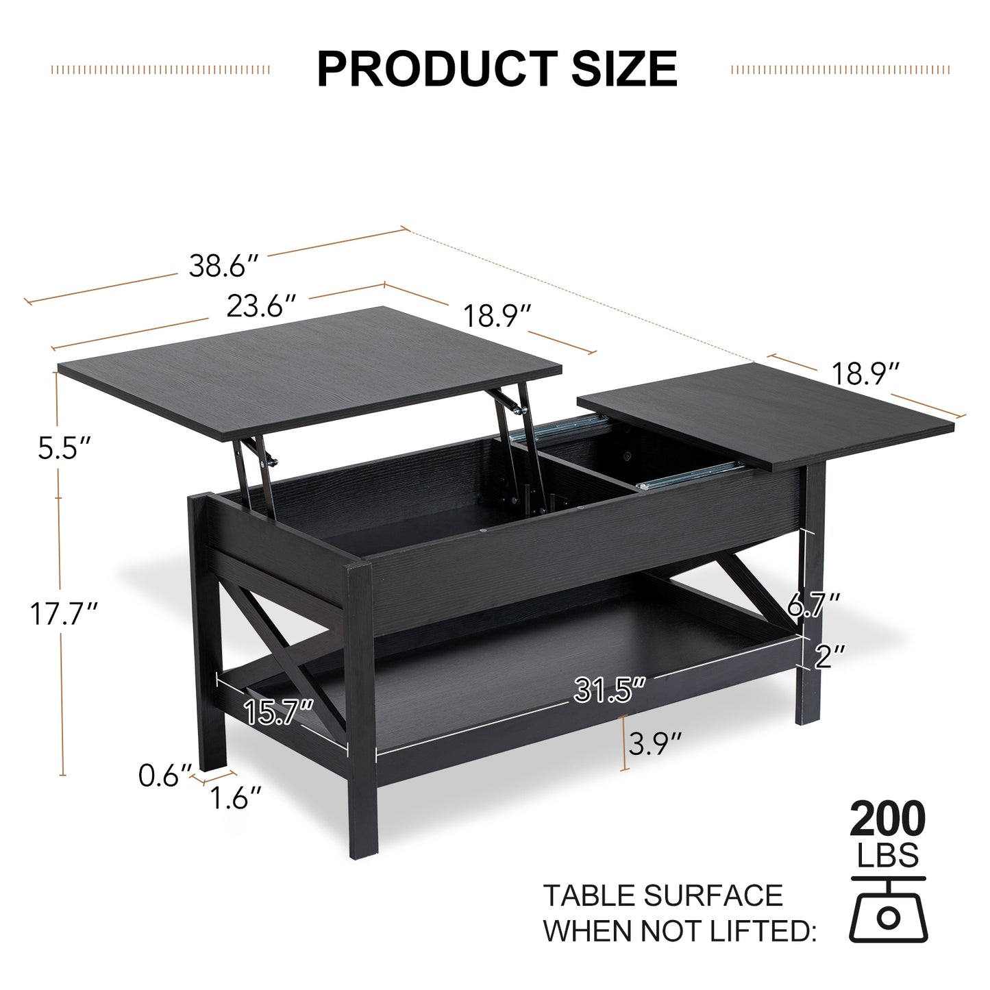 Nalone Lift Top Coffee Table with Shelf, Adjustable Height Tea Tables Wooden Dining CenterTables with Hidden Compartments for Small Living Room Apartments