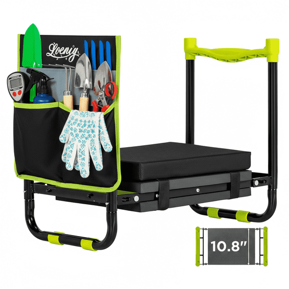Nalone Garden Kneeler and Seat, Foldable 2-in-1 Gardening Stool for Weeds & Planting, Thick Cushion Garden Kneeler with Tool Pouch, Supports 300lbs, Gardening Gifts