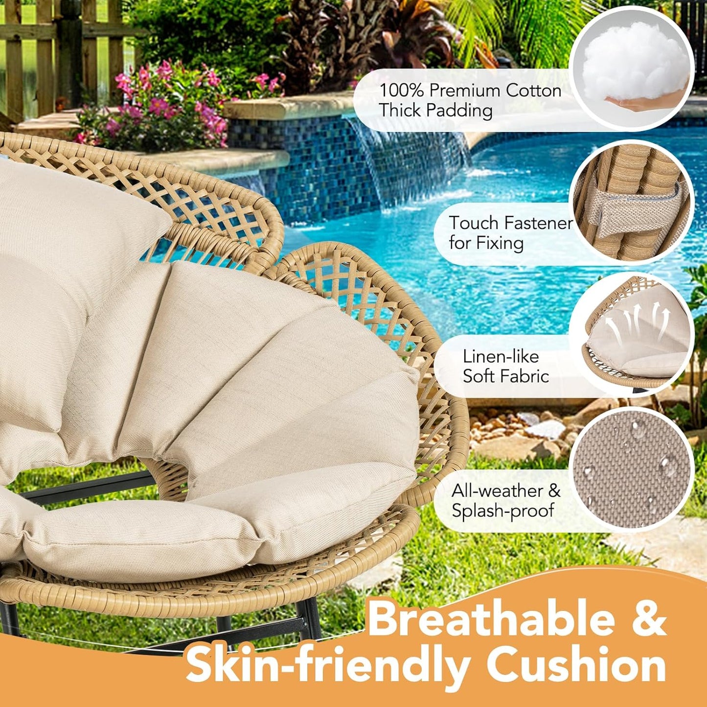 Nalone 3 Pcs Outdoor Patio Furniture Set, All-Weather Woven Rope Dinning Set Ideal for Garden, Deck, Backyard