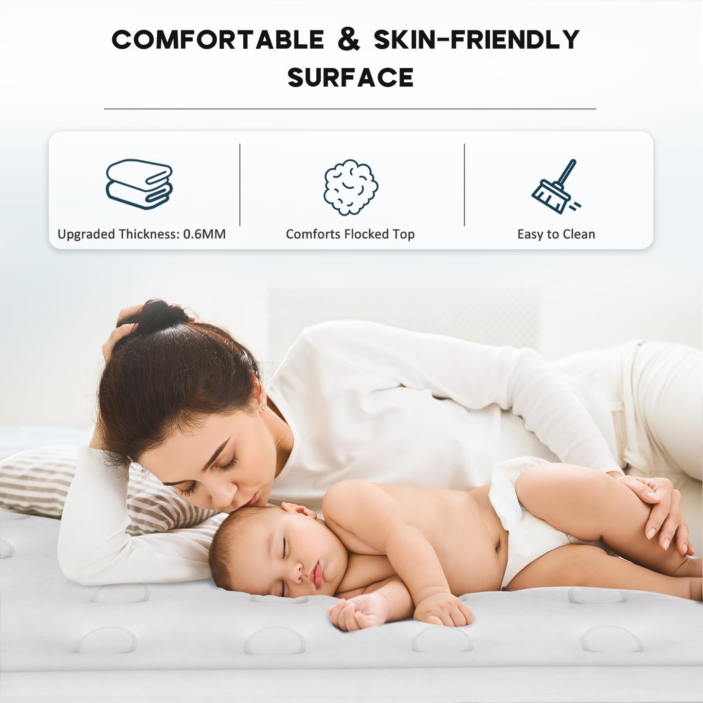 Nalone Twin Size Air Mattress 18-Inch with Built-in Pump Inflatable Air Bed , Puncture-Resistant, Quick Inflation/Deflation for Outdoor Camping Indoor 500lbs