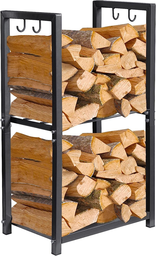 Nalone Elegant and Durable Firewood Rack Space Saving Design Rustic Farmhouse Steel