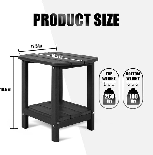 Nalone Adirondack Side Table 16.5" Outdoor Side Table HDPE Plastic Double Adirondack End Table Small Table for Patio