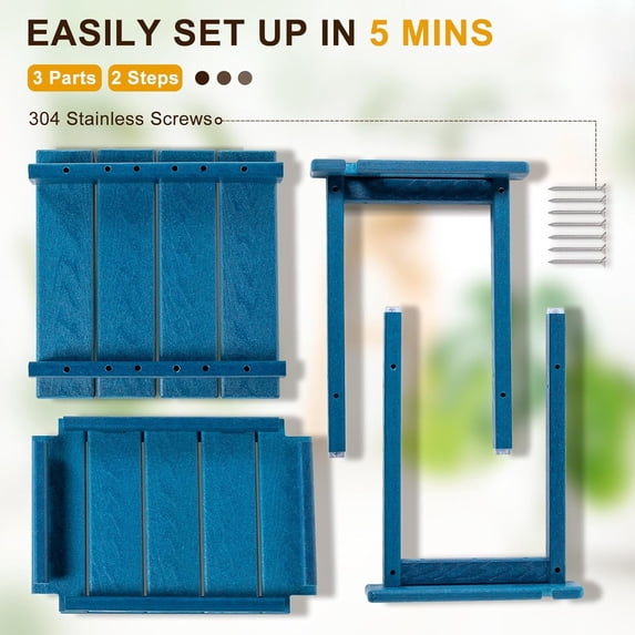 Nalone HDPE Shower Bench, Waterproof Shower Stool with Storage Shelf & Handles, Heavy Duty Shower Seat for Inside Shower, Shower Foot Rest for Shaving Legs, Indoor & Outdoor Bathroom Bench,Blue
