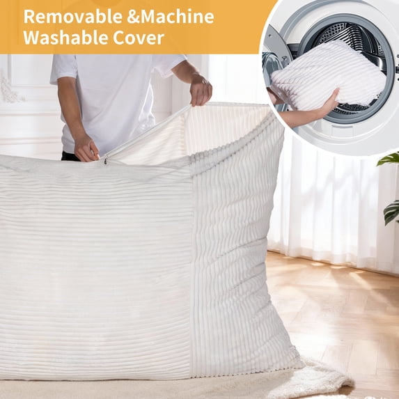 NALONE 4-in-1 Convertible Oversized Bean Bag Chairs for Adults, 6.5 FT Giant Large Memory Foam Bean Bag Chair, Bean Bag Bed & Bean Bag Sofa for Kids, Removable Washable Cover, White, for Living Room