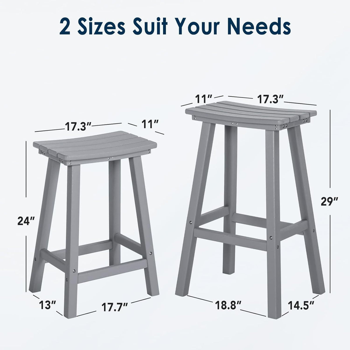Nalone 29 Inch Outdoor Bar Stools Set of 2 Weather-Resistant HDPE Chairs with Footrest for Patio, Kitchen, Yard, Balcony