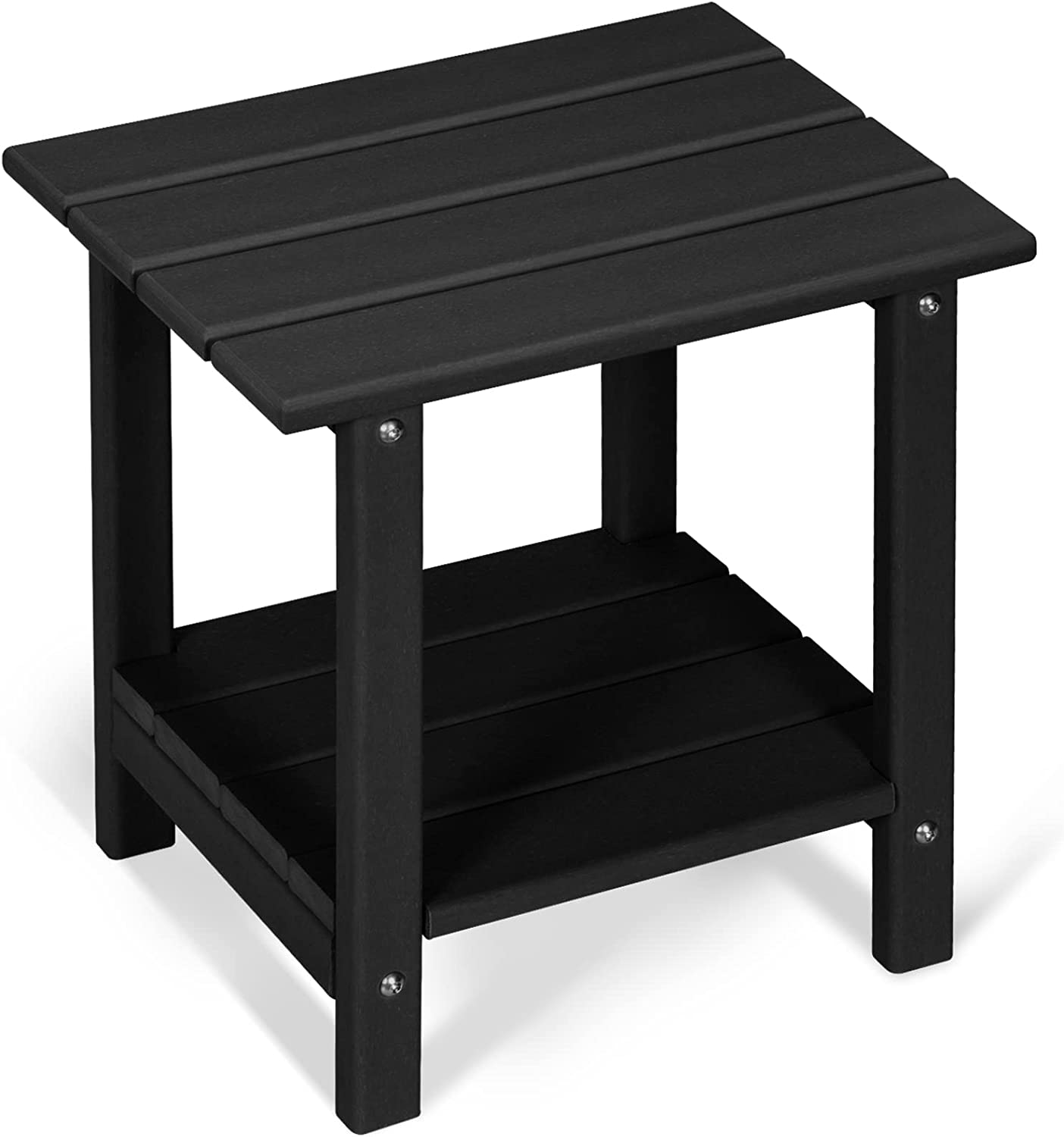 Nalone 2-Layer Outdoor Side Table, HDPE Weather-Resistant Adirondack Coffee Side Patio End Table for Living Room Bedroom, Outdoor Side Table Outside