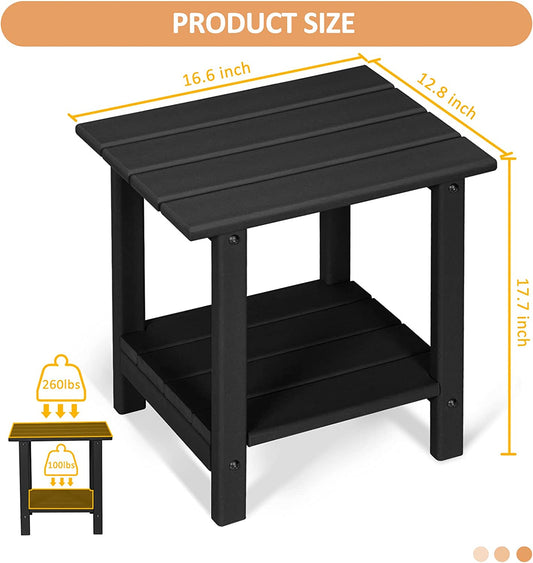 Nalone 2-Layer Outdoor Side Table, HDPE Weather-Resistant Adirondack for Living Room Bedroom, Outdoor Side Table, Patio End Table Outside