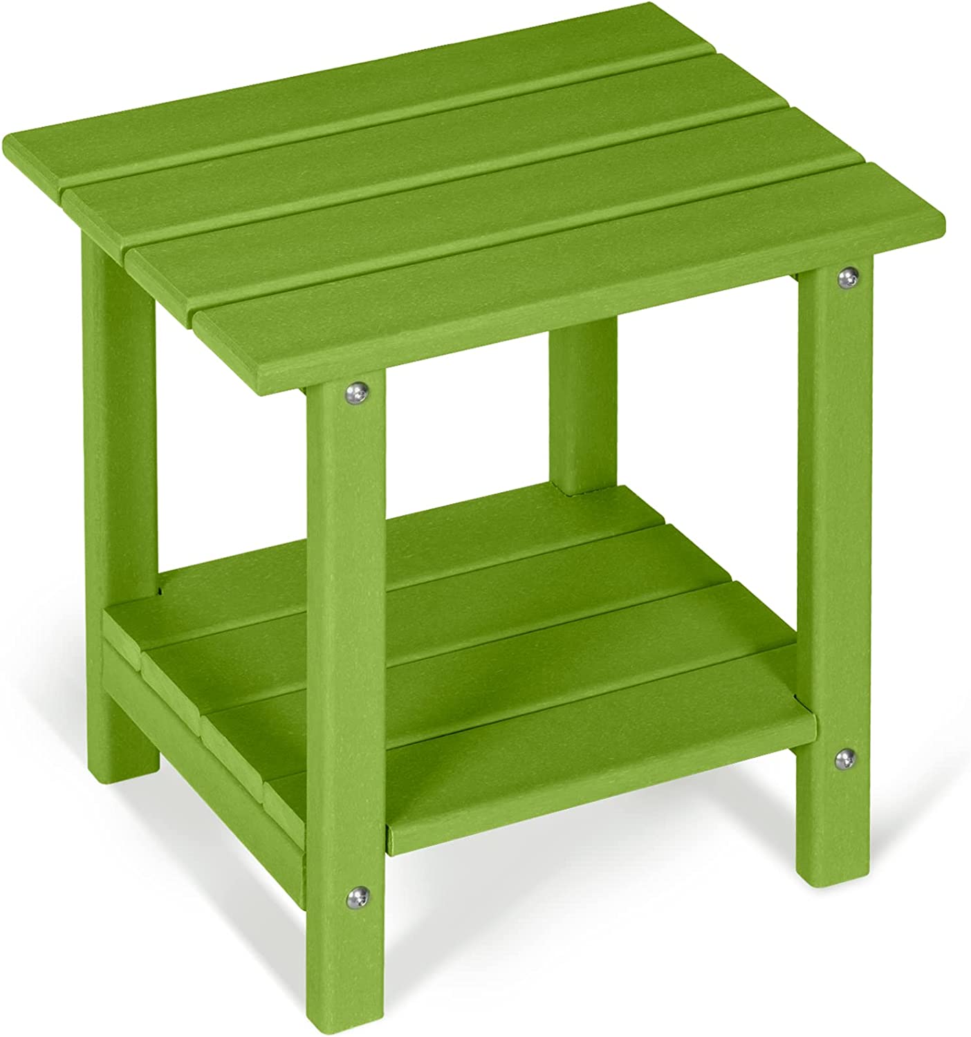 Nalone 2-Layer Outdoor Side Table, HDPE Weather-Resistant Adirondack Coffee Side Patio End Table for Living Room Bedroom, Outdoor Side Table Outside