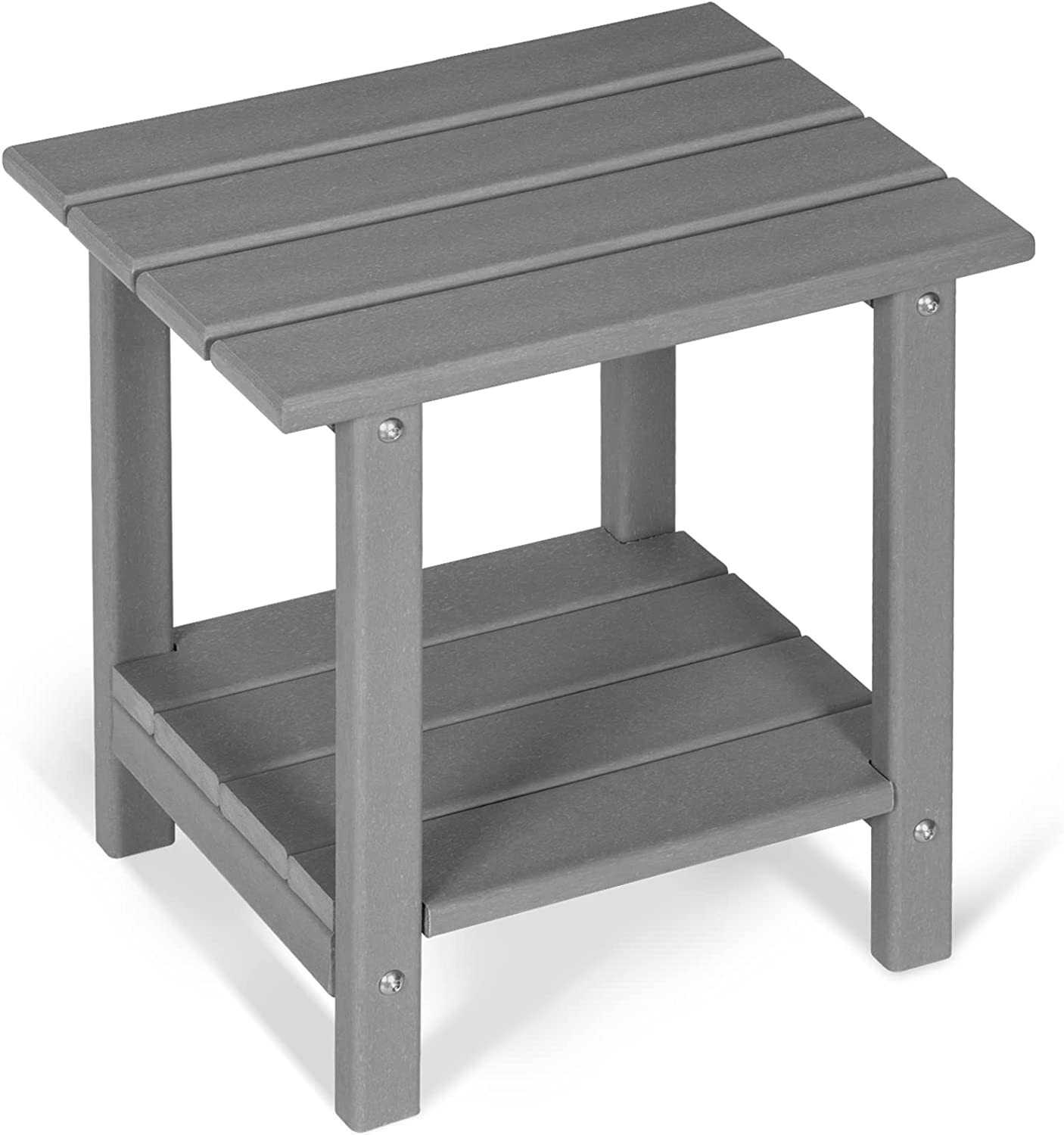 Nalone 2-Layer Outdoor Side Table, HDPE Weather-Resistant Adirondack Coffee Side Patio End Table for Living Room Bedroom, Outdoor Side Table Outside