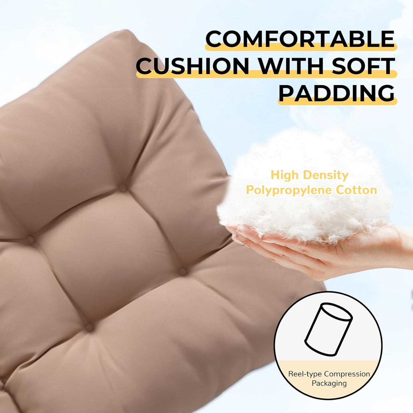 Nalone Adirondack Cushion Rocking Chair Cushions High Back Adirondack Chair Cushion with Ties Patio Cushions for Outdoor Furniture