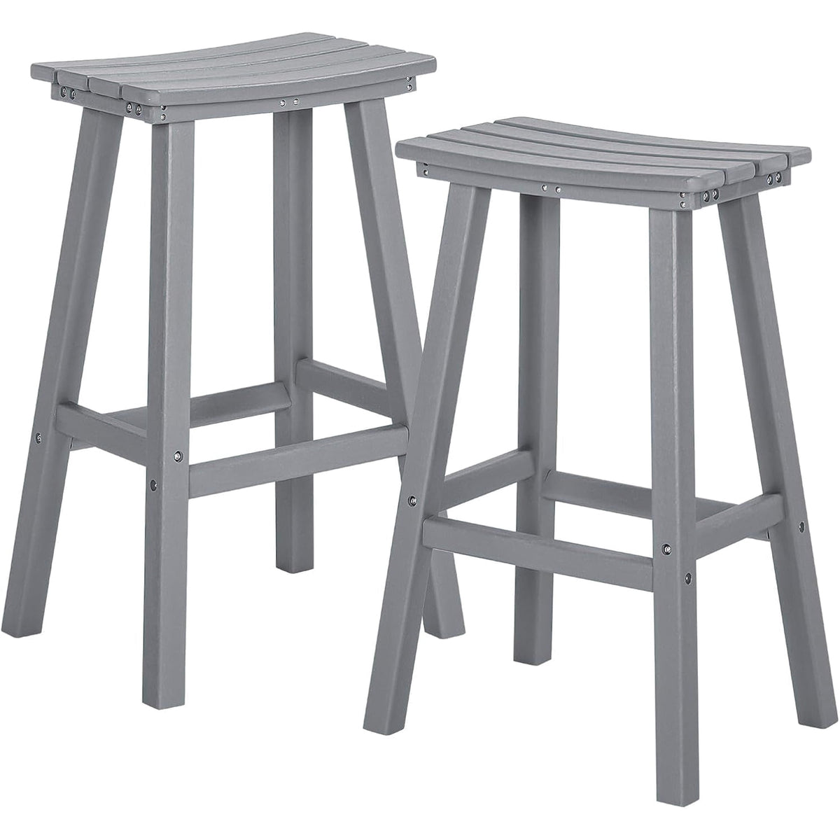 Nalone 29 Inch Outdoor Bar Stools Set of 2 Weather-Resistant HDPE Chairs with Footrest for Patio, Kitchen, Yard, Balcony