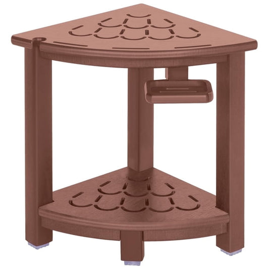 NALONE HDPE Corner Shower Stool, 90° Corner Shower Bench for Shower, Heavy Duty Shower Seat for Shaving Legs, 2-Tier Chair with Storage, Soap Box & Adjustable Feet for Elderly & Adults,Brown