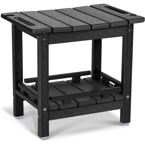 Nalone HDPE Shower Bench, Waterproof Shower Stool with Storage Shelf & Handles, Heavy Duty Shower Seat for Inside Shower, Shower Foot Rest for Shaving Legs, Indoor & Outdoor Bathroom Bench,Black