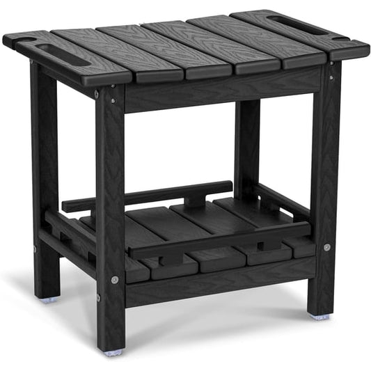 Nalone HDPE Shower Bench, Waterproof Shower Stool with Storage Shelf & Handles, Heavy Duty Shower Seat for Inside Shower, Shower Foot Rest for Shaving Legs, Indoor & Outdoor Bathroom Bench,Black