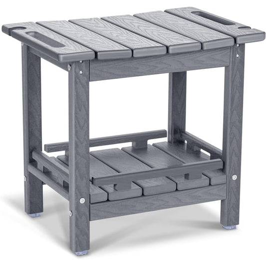 Nalone HDPE Shower Bench, Waterproof Shower Stool with Storage Shelf & Handles, Heavy Duty Shower Seat for Inside Shower, Shower Foot Rest for Shaving Legs, Indoor & Outdoor Bathroom Bench,Gray