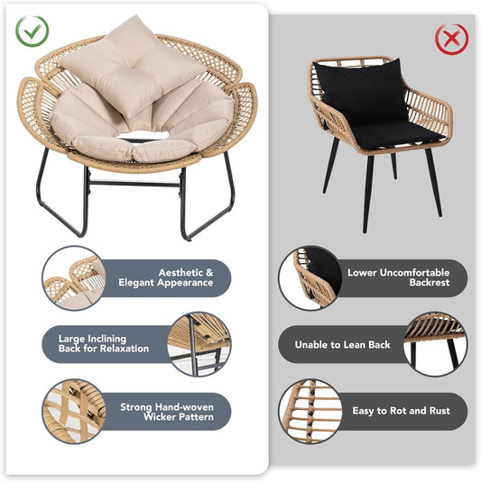 Nalone 3 Pcs Outdoor Patio Furniture Set, All-Weather Woven Rope Dinning Set Ideal for Garden, Deck, Backyard