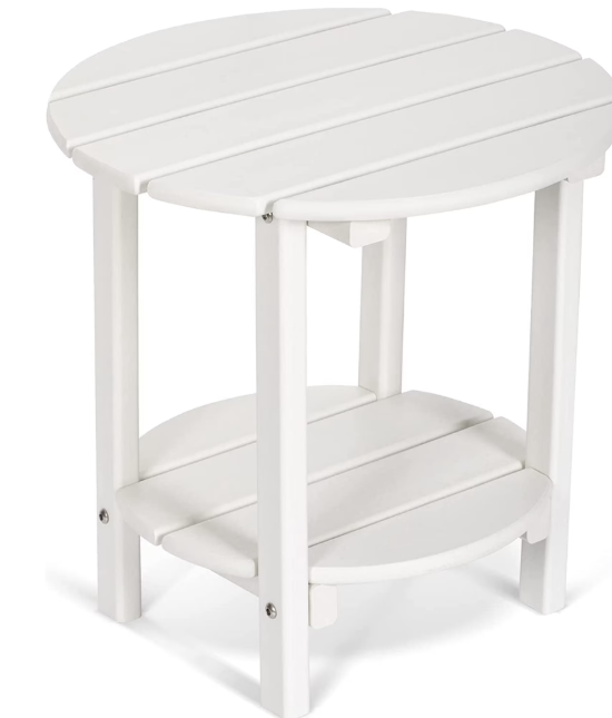 Nalone 2-Layer Outdoor Side Table, HDPE Weather-Resistant Adirondack Coffee Side Patio End Table for Living Room Bedroom, Outdoor Side Table Outside