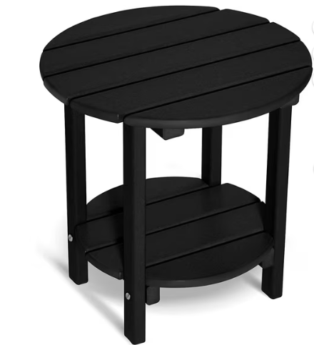 Nalone 2-Layer Outdoor Side Table, HDPE Weather-Resistant Adirondack Coffee Side Patio End Table for Living Room Bedroom, Outdoor Side Table Outside