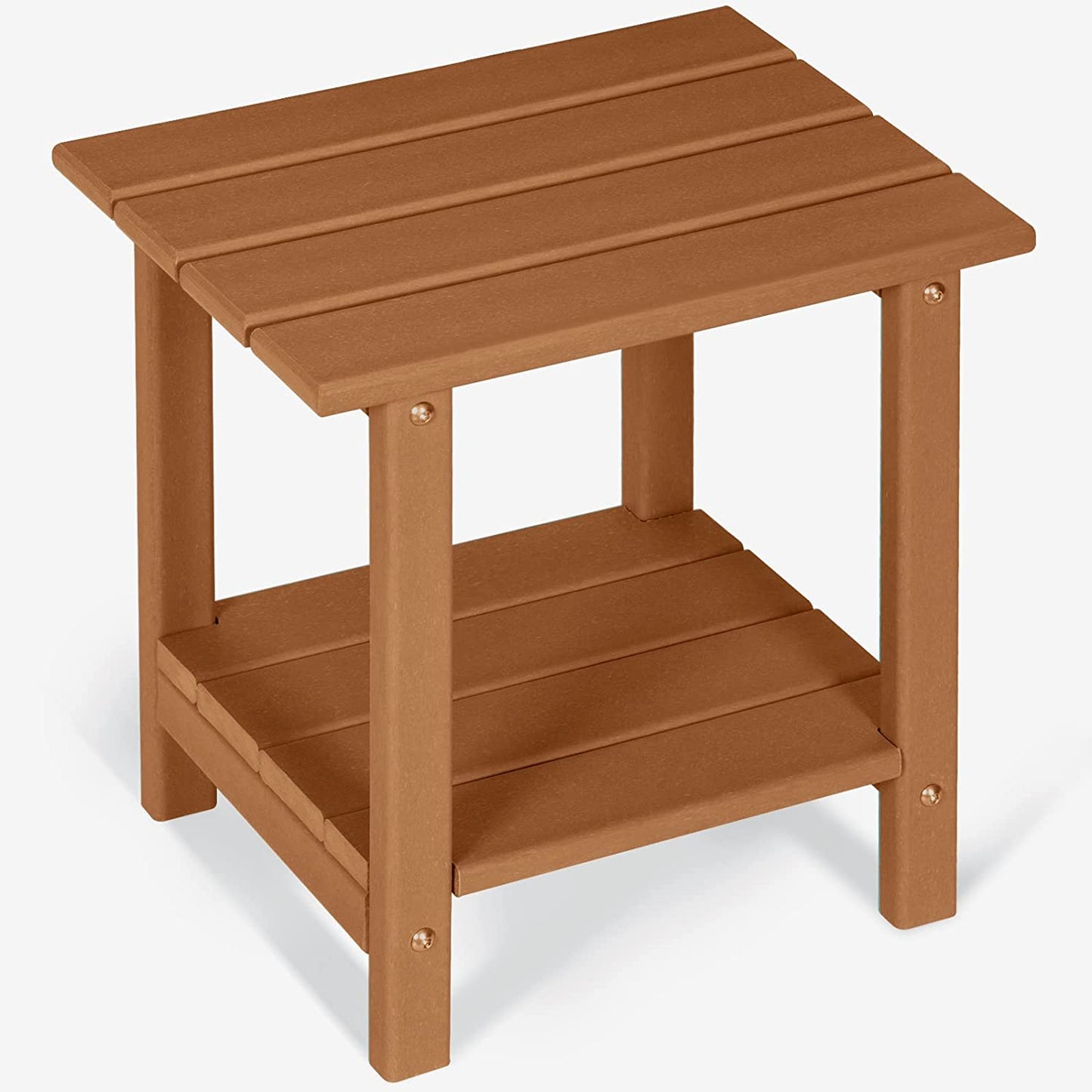 Nalone 2-Layer Outdoor Side Table, HDPE Weather-Resistant Adirondack Coffee Side Patio End Table for Living Room Bedroom, Outdoor Side Table Outside