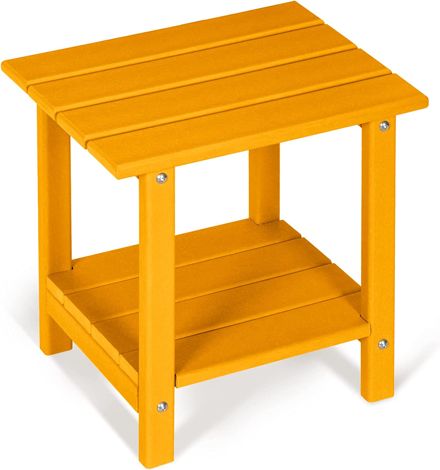 Nalone 2-Layer Outdoor Side Table, HDPE Weather-Resistant Adirondack Coffee Side Patio End Table for Living Room Bedroom, Outdoor Side Table Outside