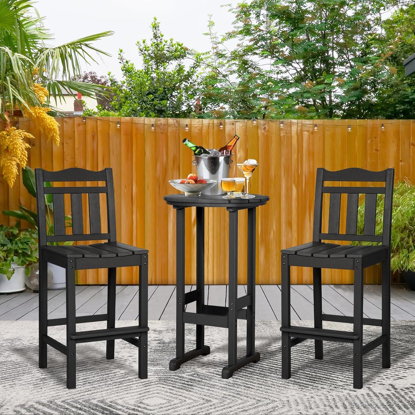 nalone Outdoor Bar Stool, HDPE Tall Adirondack Chair Bar Chair, Weather Resistance Bar Height Chairs for Balcony, Garden, Yard, Backyard