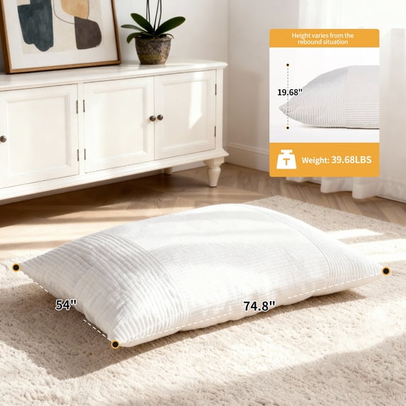 NALONE 4-in-1 Convertible Oversized Bean Bag Chairs for Adults, 6.5 FT Giant Large Memory Foam Bean Bag Chair, Bean Bag Bed & Bean Bag Sofa for Kids, Removable Washable Cover, White, for Living Room