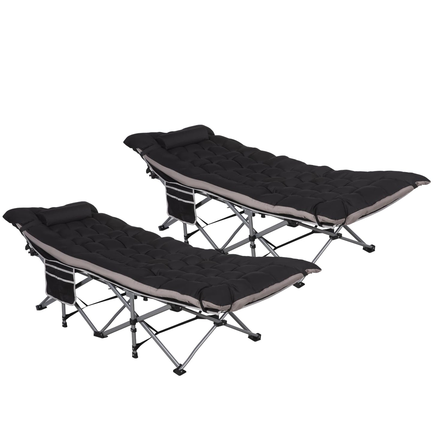 Nalone 2Pcs Camping Cots for Adults with 3.5 Inch Extra Thick Mattress, Cots for Sleeping 900 LBS, Folding Cot with Mattress, Heavy Duty Sleeping Cots Camping Bed for Home Office Outdoor Cream