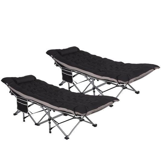 Nalone 2Pcs Camping Cots for Adults with 3.5 Inch Extra Thick Mattress, Cots for Sleeping 900 LBS, Folding Cot with Mattress, Heavy Duty Sleeping Cots Camping Bed for Home Office Outdoor