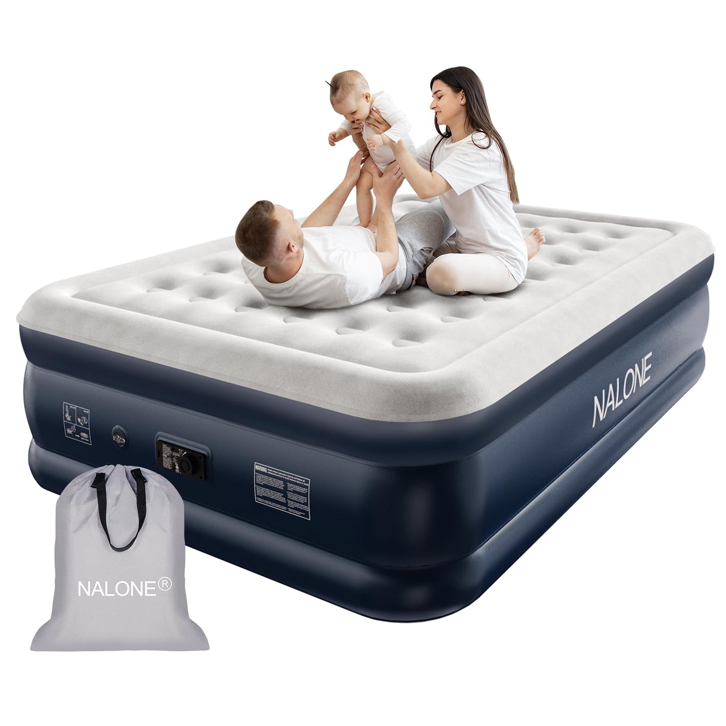 Nalone Twin Size Air Mattress 18-Inch with Built-in Pump Inflatable Air Bed , Puncture-Resistant, Quick Inflation/Deflation for Outdoor Camping Indoor 500lbs
