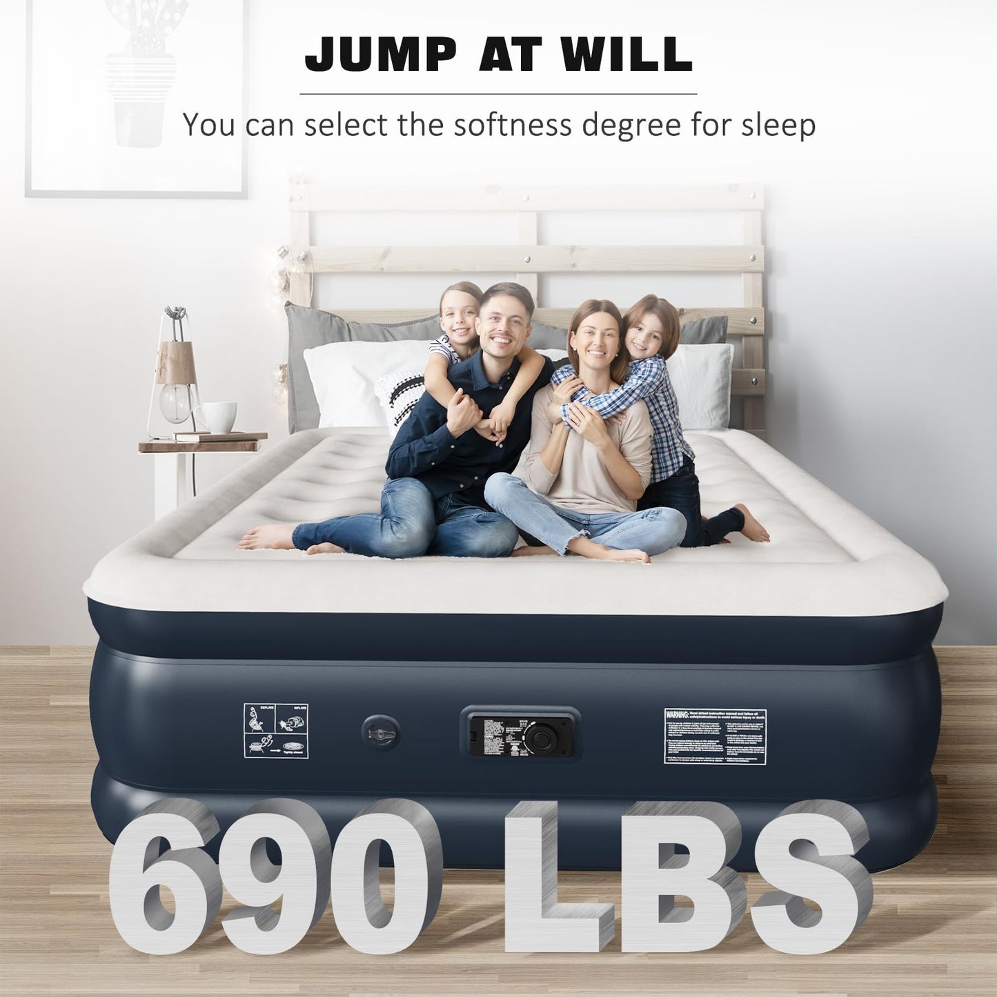 Nalone Twin Size Air Mattress 18-Inch with Built-in Pump Inflatable Air Bed , Puncture-Resistant, Quick Inflation/Deflation for Outdoor Camping Indoor 500lbs